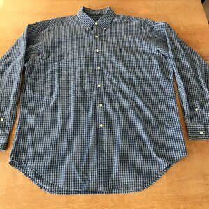 Ralph Lauren Blake Shirt Men L Blue Plaid Button Down Long Sleeve Collared 18676